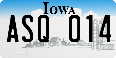 IA license plate ASQ014