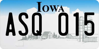 IA license plate ASQ015