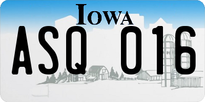 IA license plate ASQ016