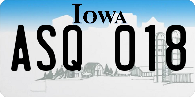 IA license plate ASQ018