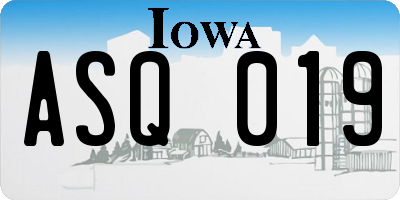 IA license plate ASQ019