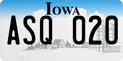 IA license plate ASQ020