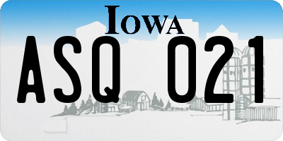 IA license plate ASQ021
