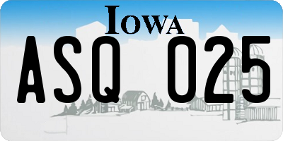 IA license plate ASQ025