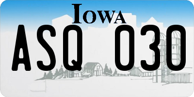 IA license plate ASQ030