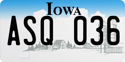 IA license plate ASQ036