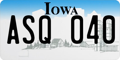 IA license plate ASQ040