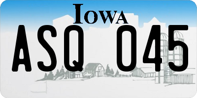 IA license plate ASQ045