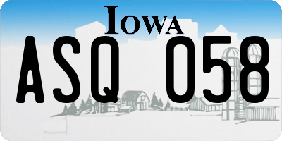 IA license plate ASQ058