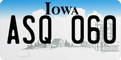 IA license plate ASQ060
