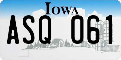 IA license plate ASQ061