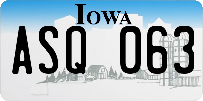 IA license plate ASQ063