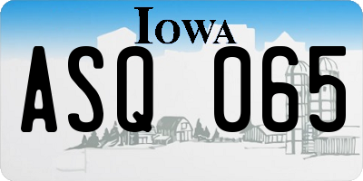 IA license plate ASQ065