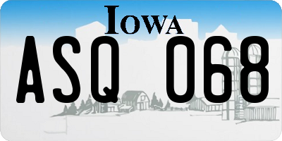 IA license plate ASQ068