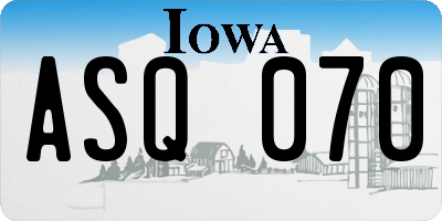 IA license plate ASQ070