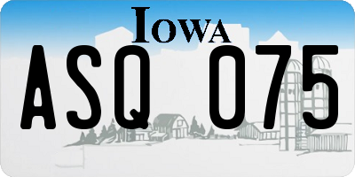 IA license plate ASQ075