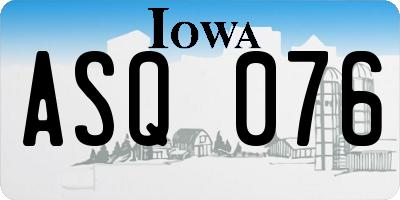 IA license plate ASQ076