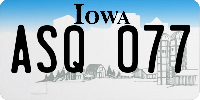 IA license plate ASQ077