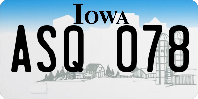 IA license plate ASQ078