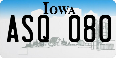 IA license plate ASQ080