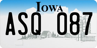 IA license plate ASQ087