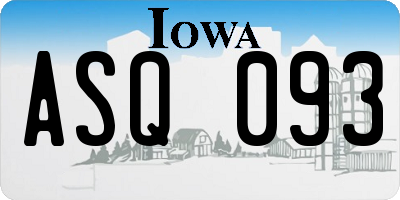 IA license plate ASQ093
