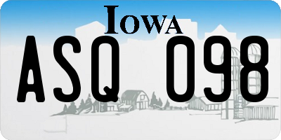 IA license plate ASQ098