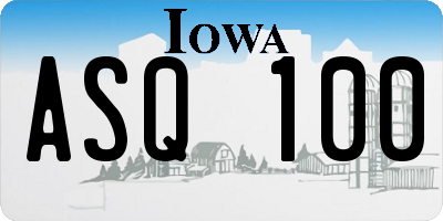 IA license plate ASQ100