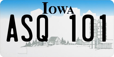 IA license plate ASQ101