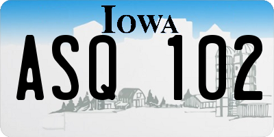 IA license plate ASQ102