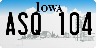 IA license plate ASQ104