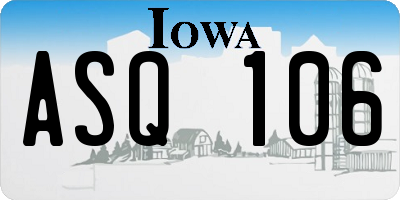 IA license plate ASQ106