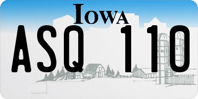 IA license plate ASQ110