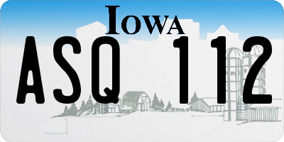 IA license plate ASQ112
