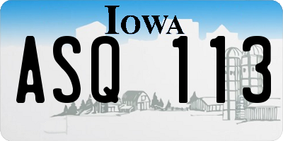 IA license plate ASQ113