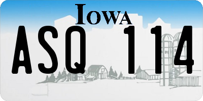 IA license plate ASQ114