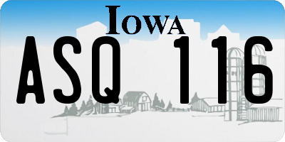 IA license plate ASQ116