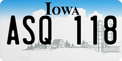 IA license plate ASQ118