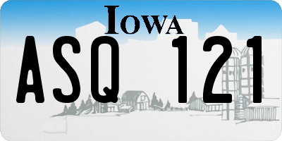 IA license plate ASQ121