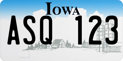 IA license plate ASQ123