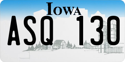 IA license plate ASQ130