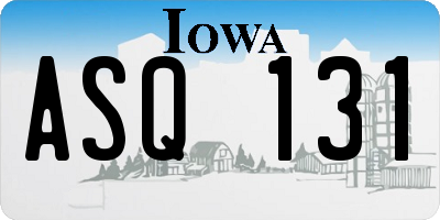 IA license plate ASQ131