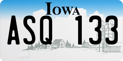 IA license plate ASQ133