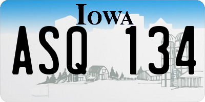 IA license plate ASQ134