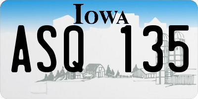 IA license plate ASQ135