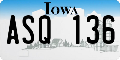 IA license plate ASQ136