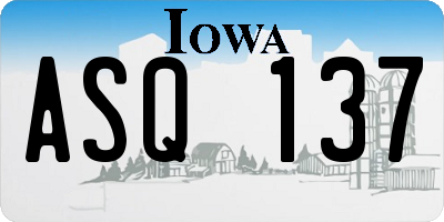 IA license plate ASQ137