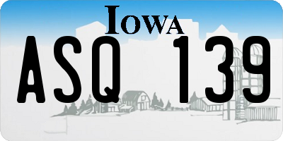 IA license plate ASQ139
