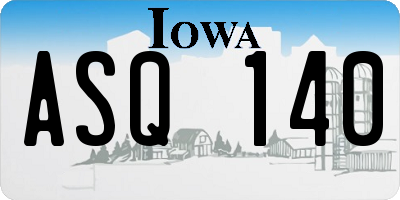 IA license plate ASQ140