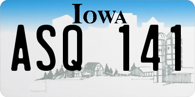 IA license plate ASQ141